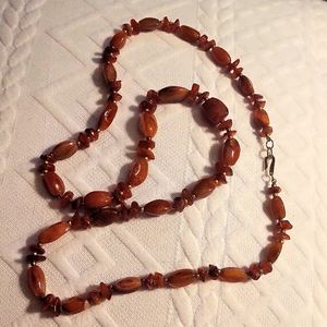 CARNELIAN BRASS Beaded Necklace Carnelian Necklace Brass Necklace Gemstone